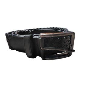 Samuel Windsor Black Braided Men's Leather Belt XX Large, 53"